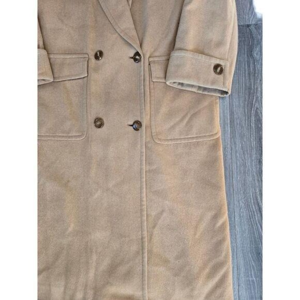 Vtg 60s Camel Hair Double Breasted Womens L Coat Old Money - Picture 10 of 16